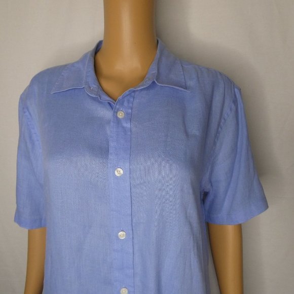 Michael Kors Linen Short Sleeve Button Up Shirt Md - Picture 3 of 11
